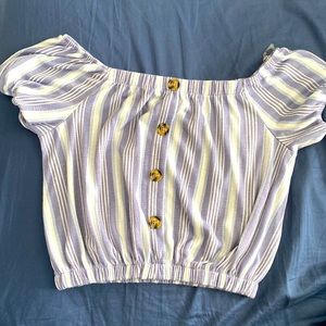 Blue striped crop top from almost famous from macys